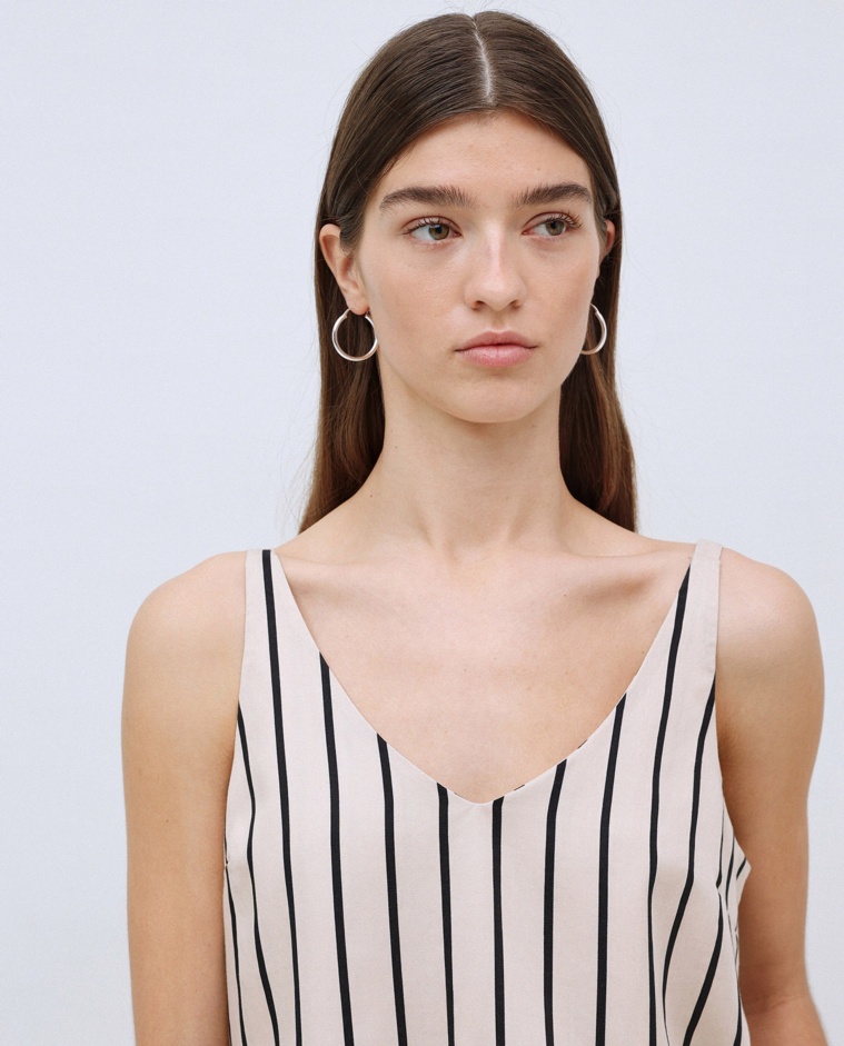 Ecru Tencel V-neck top