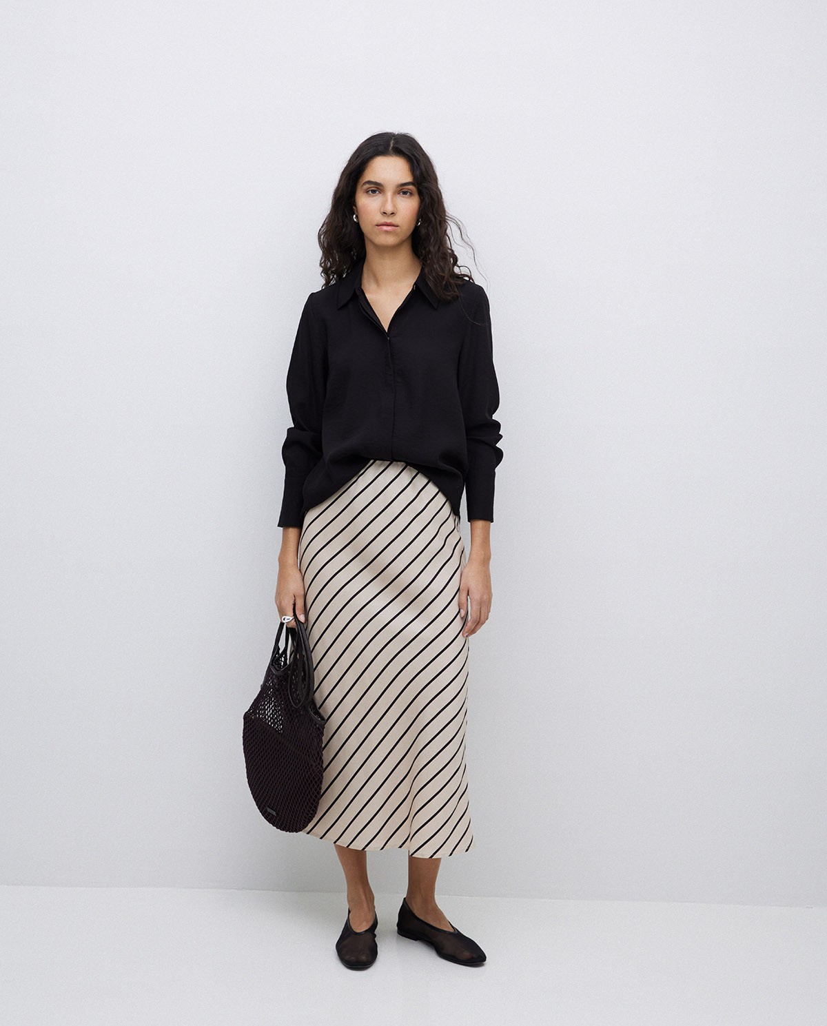 Ecru Tencel midi skirt