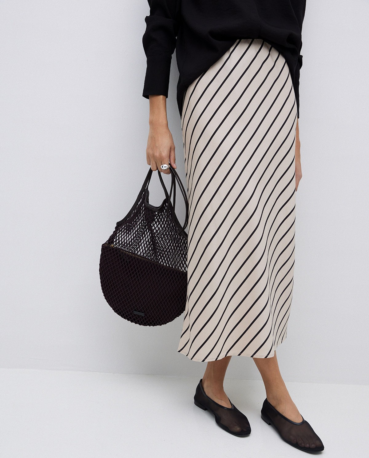 Ecru Tencel midi skirt