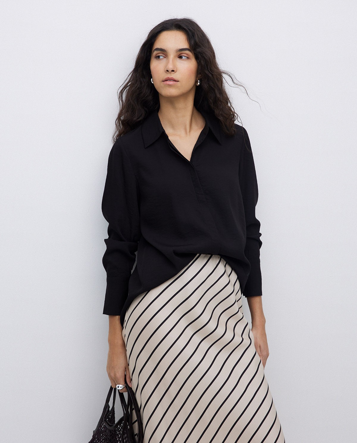 Ecru Tencel midi skirt