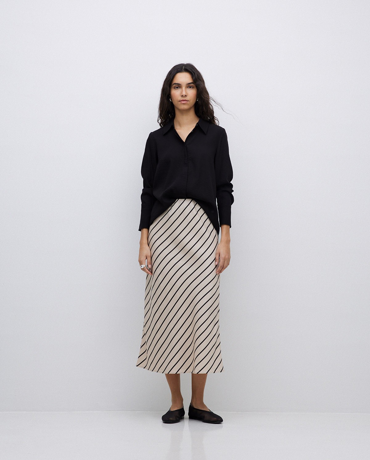 Ecru Tencel midi skirt