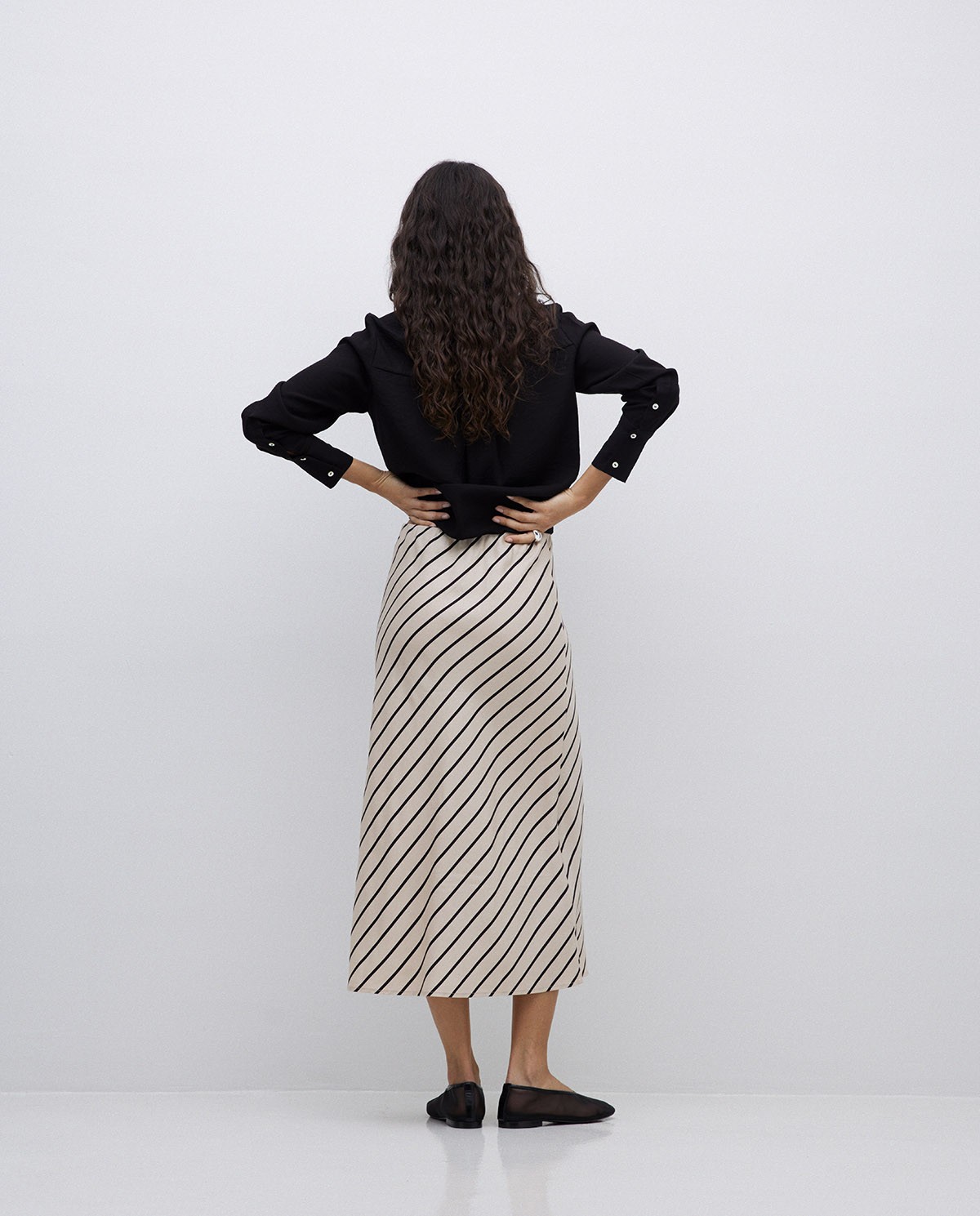 Ecru Tencel midi skirt