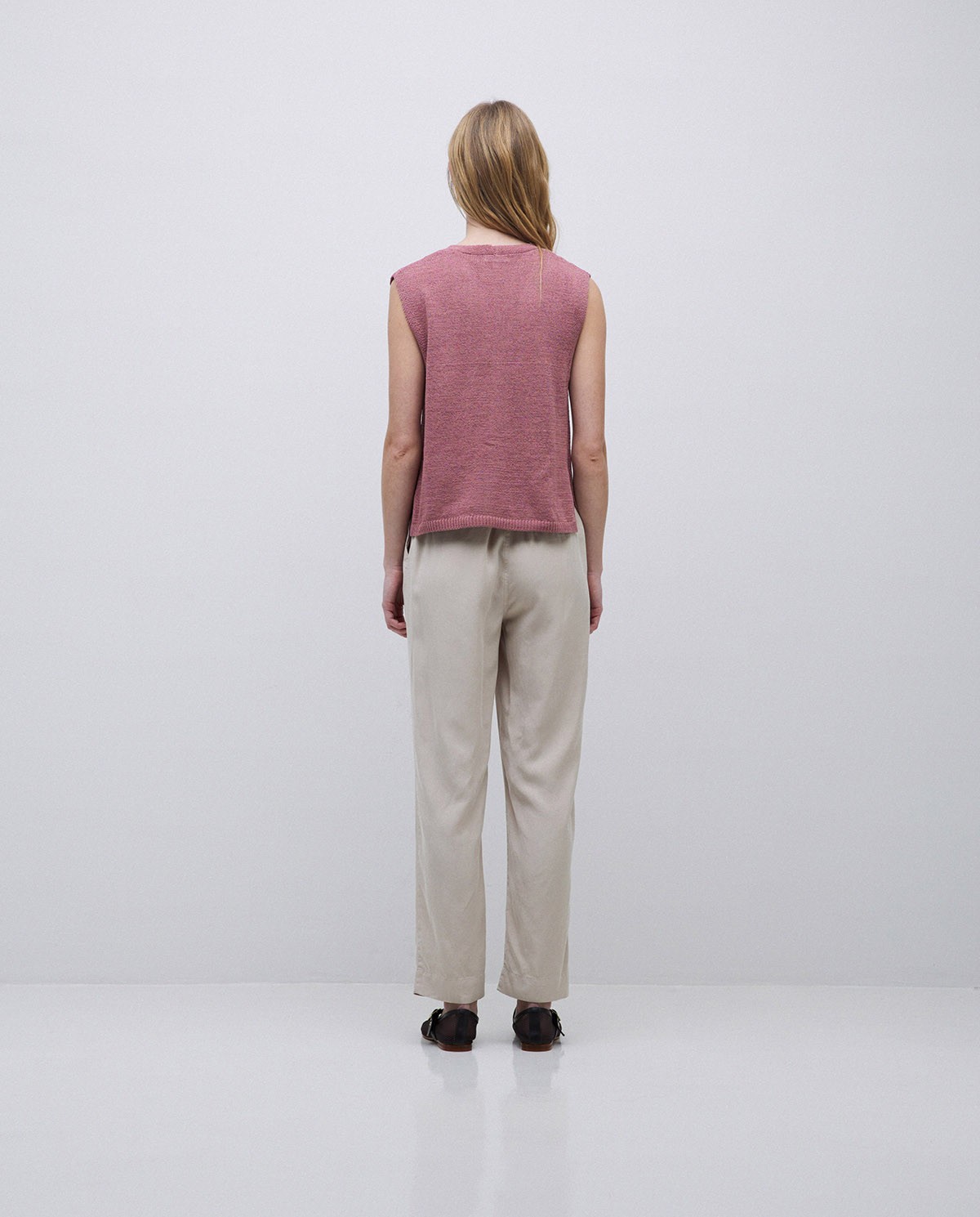 Pantalon coupe droite lyocell beige 4
