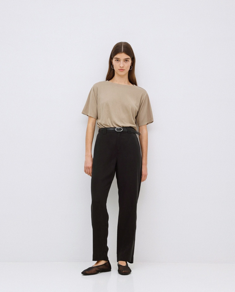 Black Tencel straight trousers