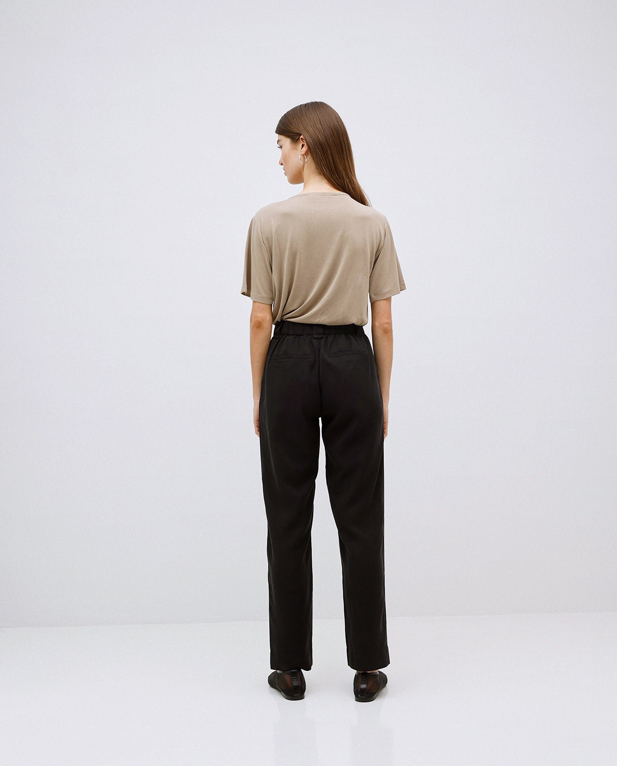 Black Tencel straight trousers 3