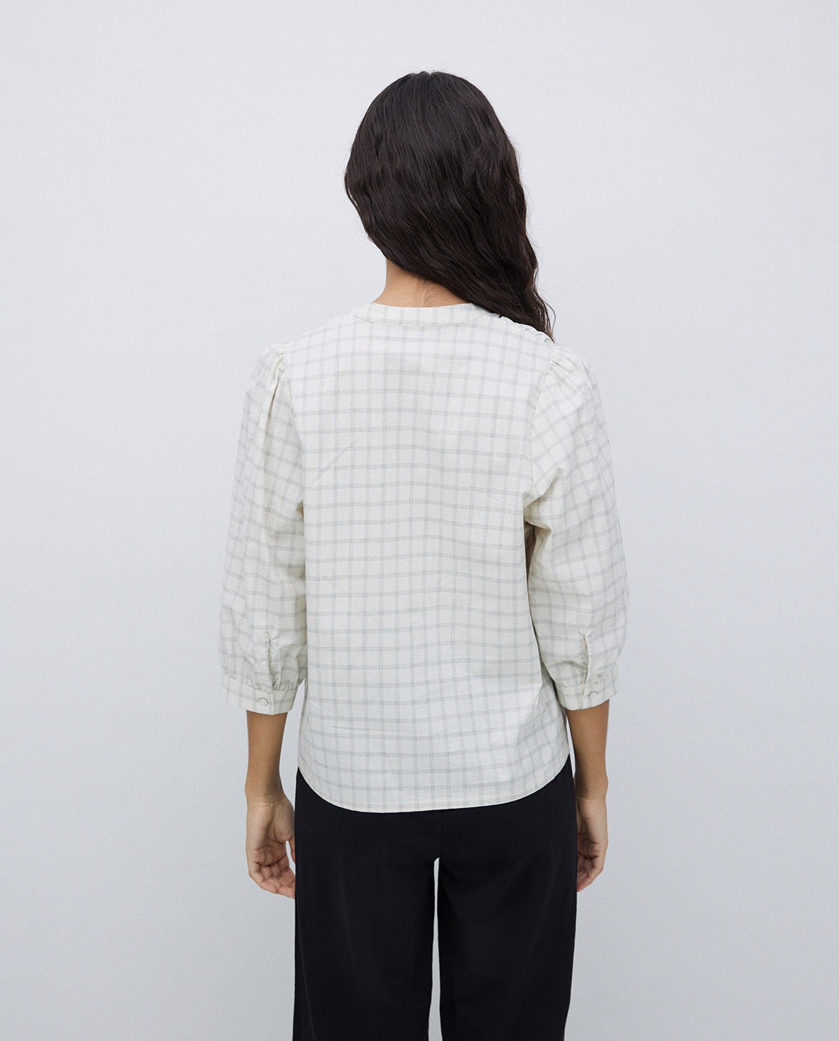 Ecru three-quarter plaid shirt 5