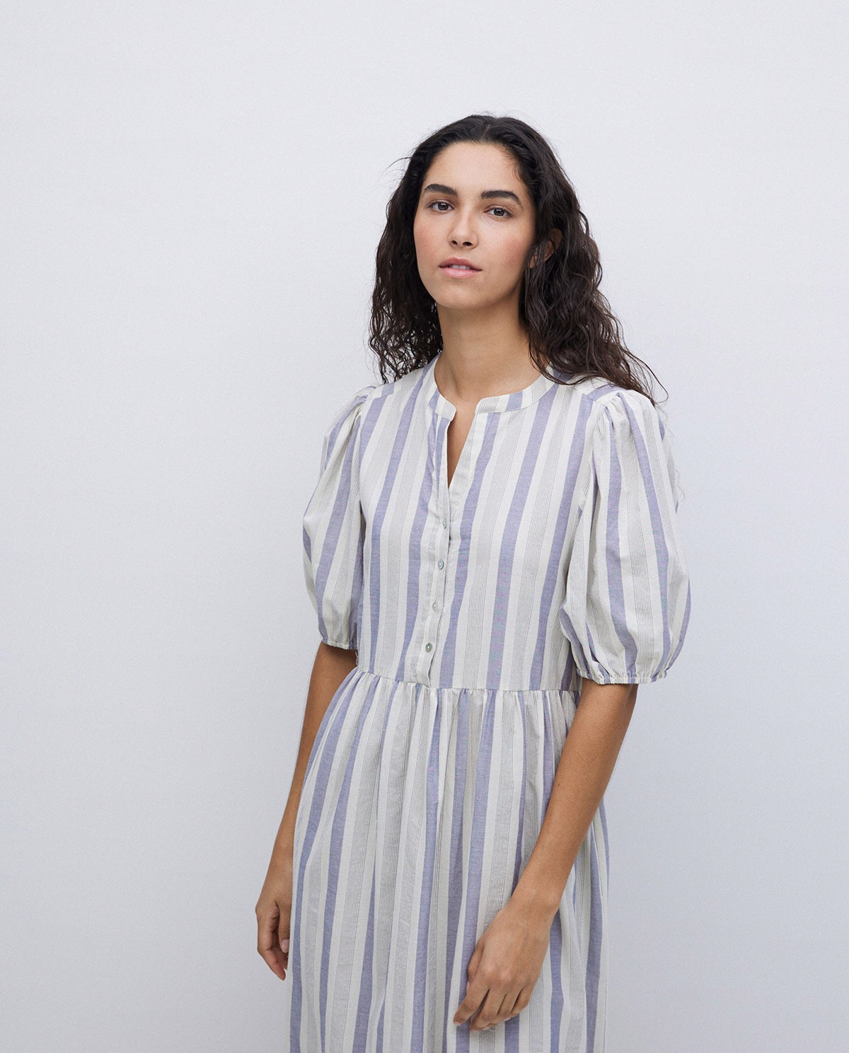 Vestido largo volantes azul 