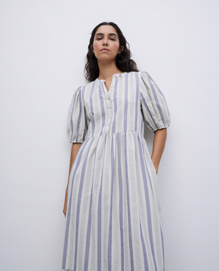 Vestido largo volantes azul - Vestido largo