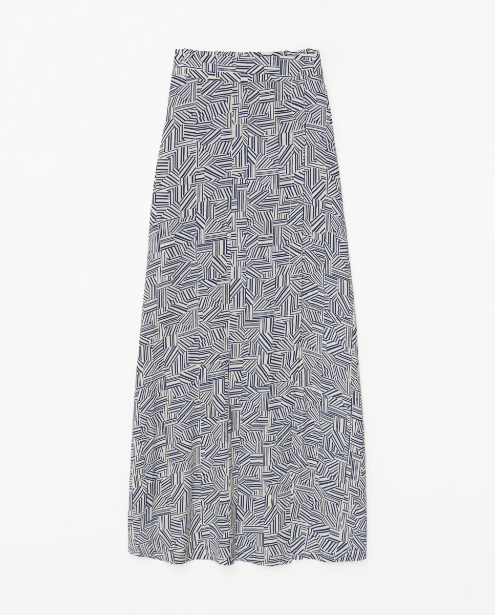 Falda midi viscosa azul 5