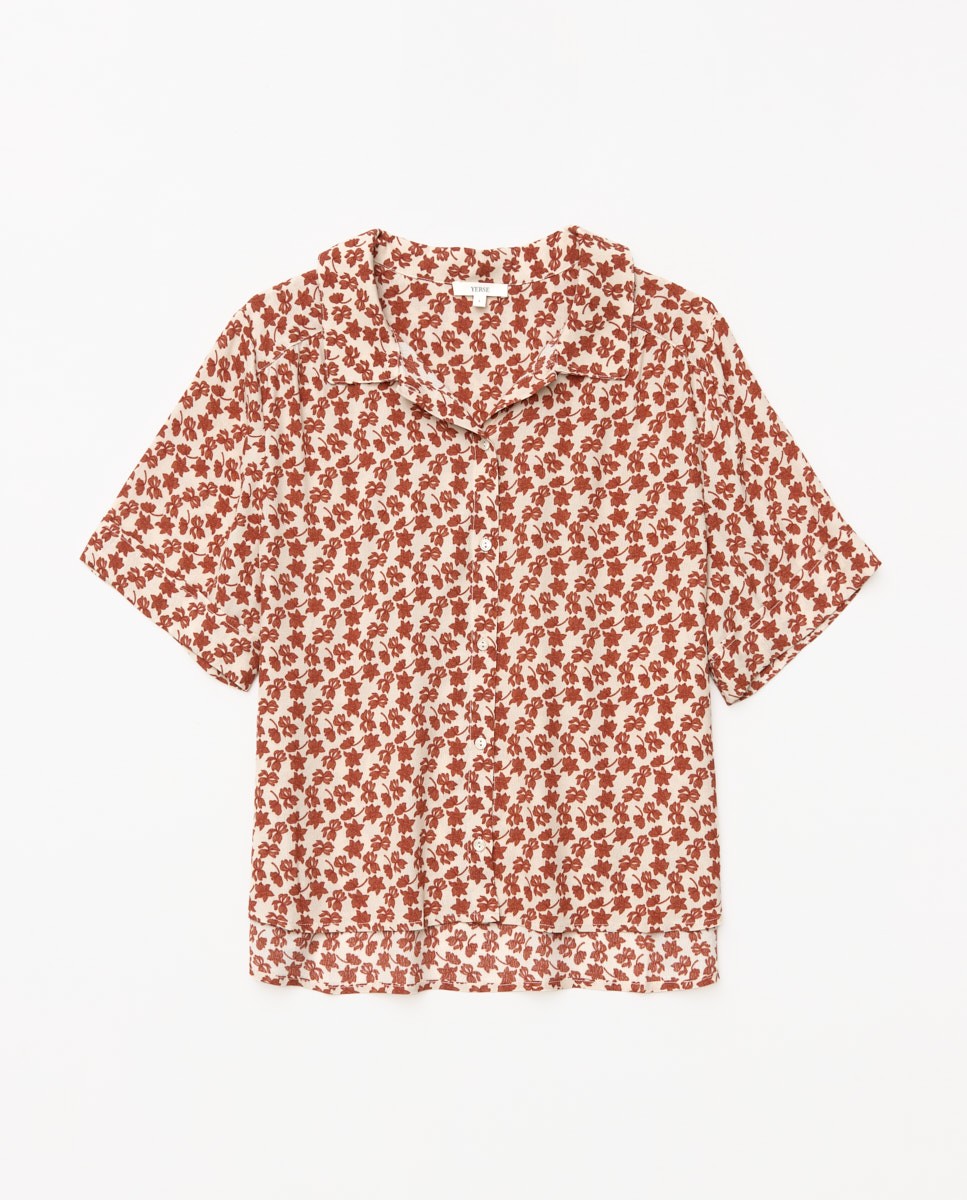 Chemise en viscose à fleurs terracotta 7