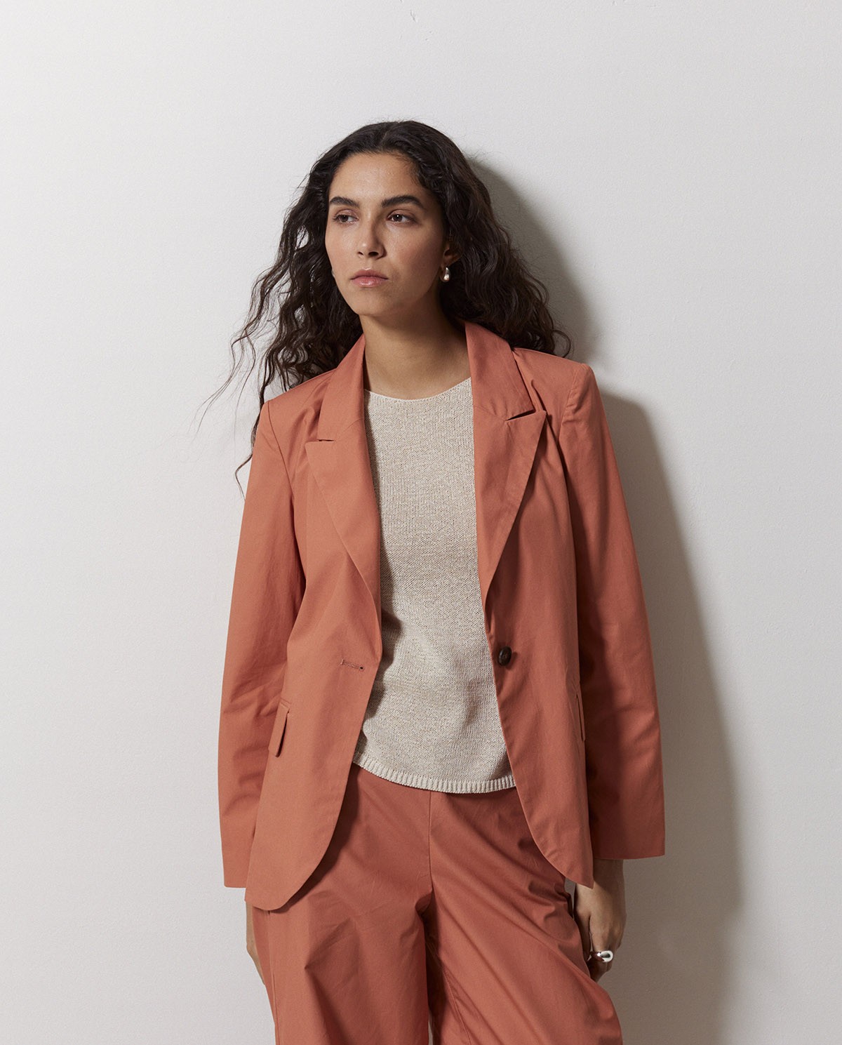 Blazer en popeline terracotta