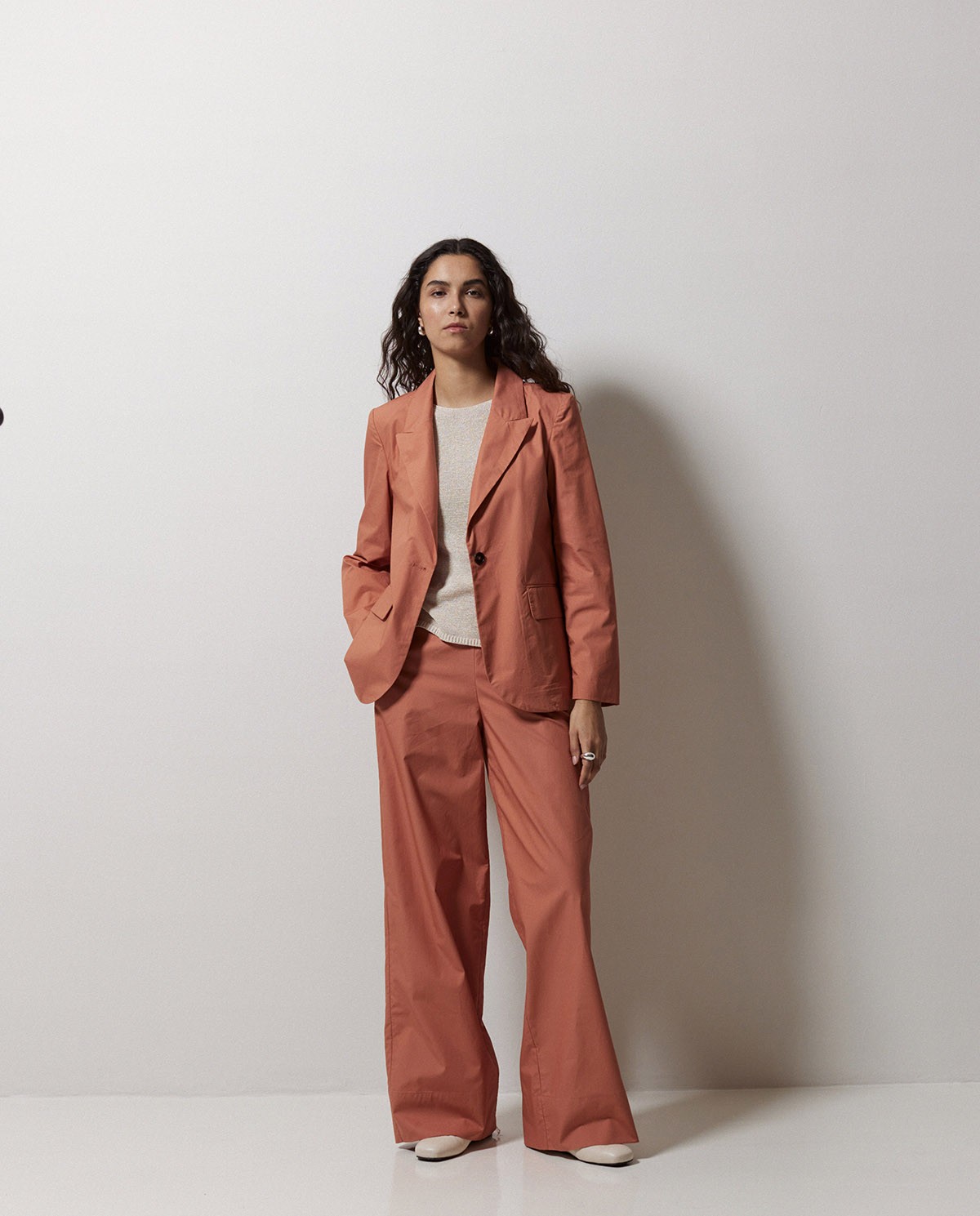 Blazer en popeline terracotta