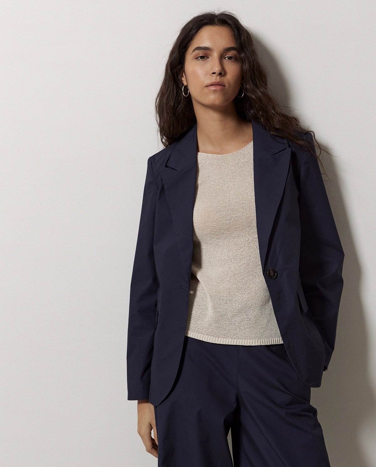 Blazer en popeline bleu foncé 2