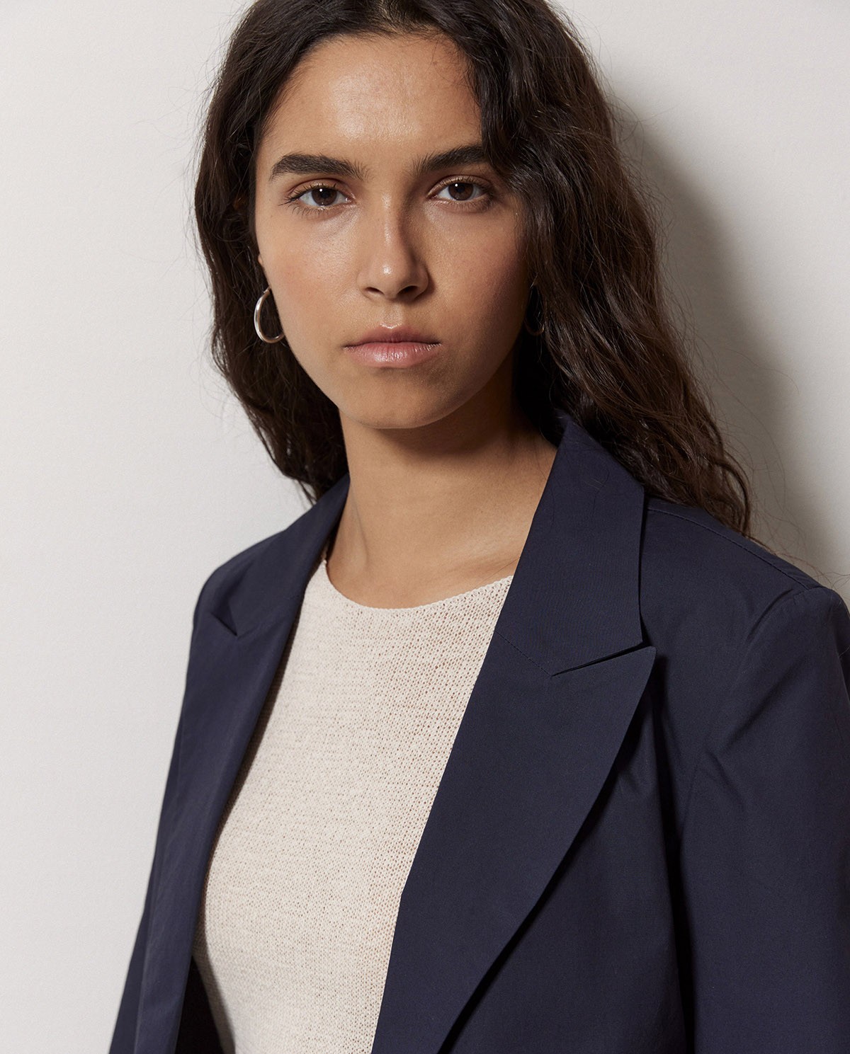 Blazer en popeline bleu foncé 1