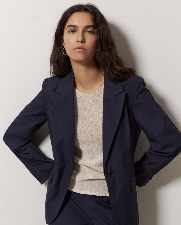 Blazer en popeline bleu foncé