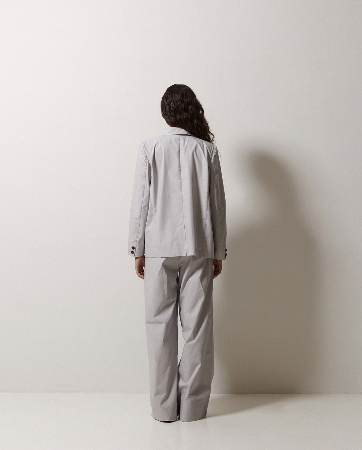 Pantalon en popeline wide leg gris 4