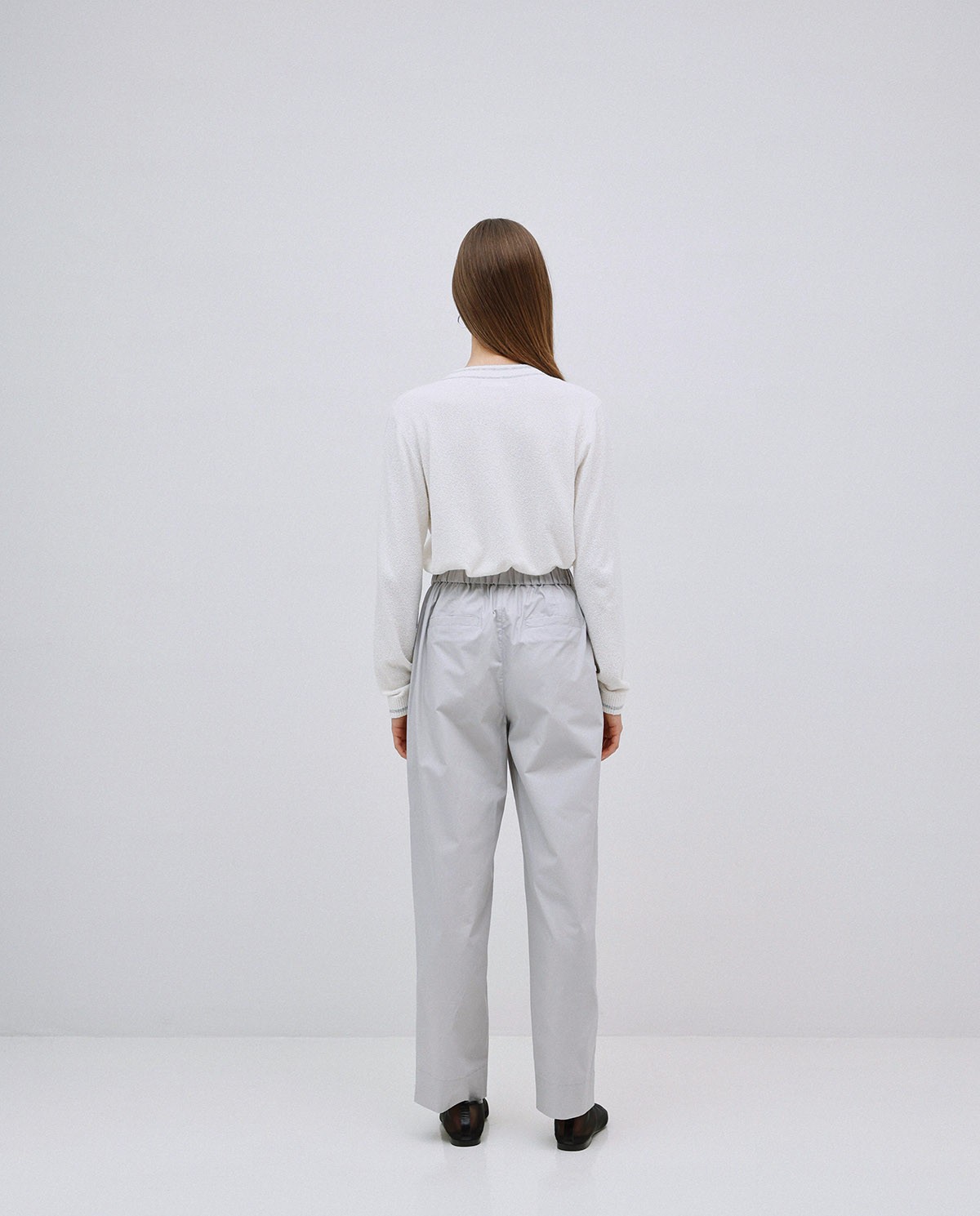 Pantalon coupe droite en popeline gris 5