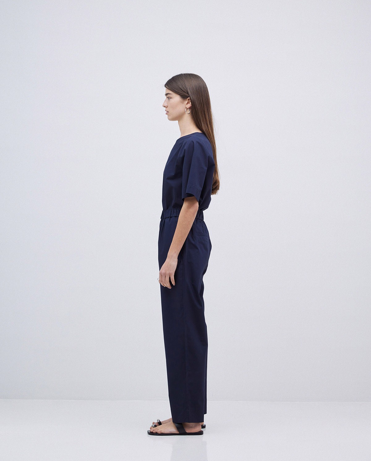 Pantalones rectos popelín azul oscuro 5