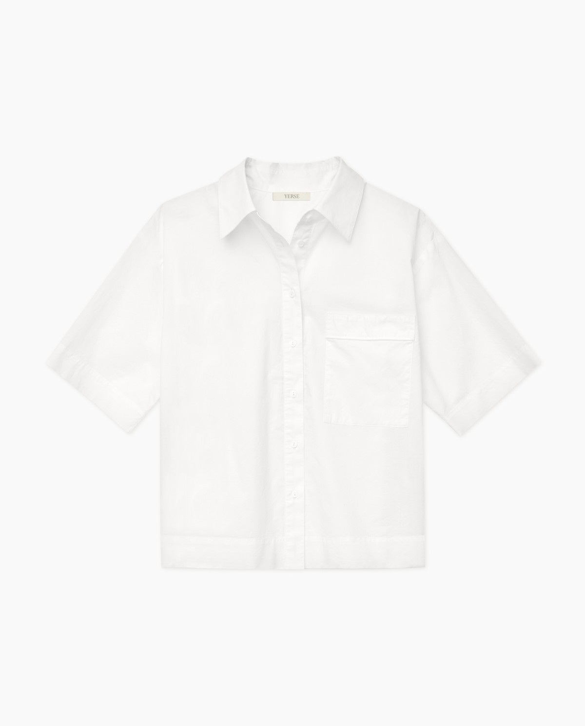 Chemise à manches courtes en popeline blanche 7