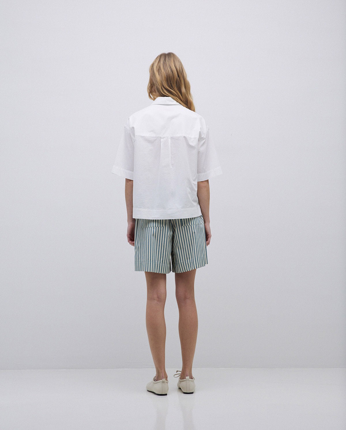 Chemise à manches courtes en popeline blanche 5