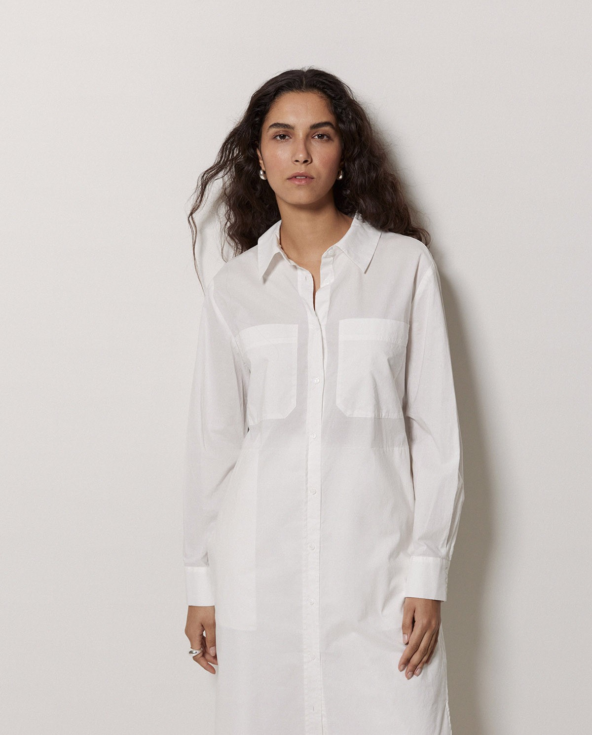 Vestido cuello camisero popelín blanco 1