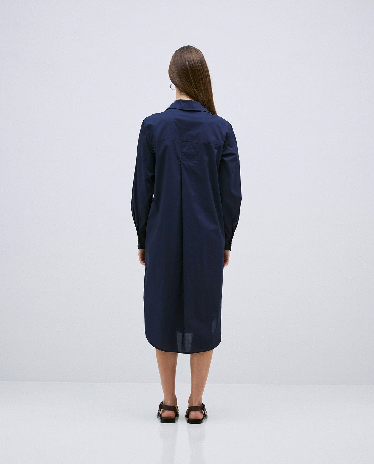 Vestido cuello camisero popelín azul oscuro 6