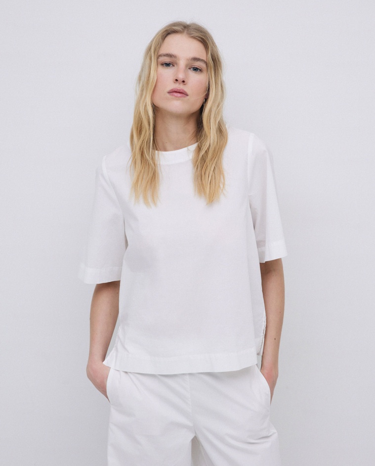 Blusa de popelín blanco