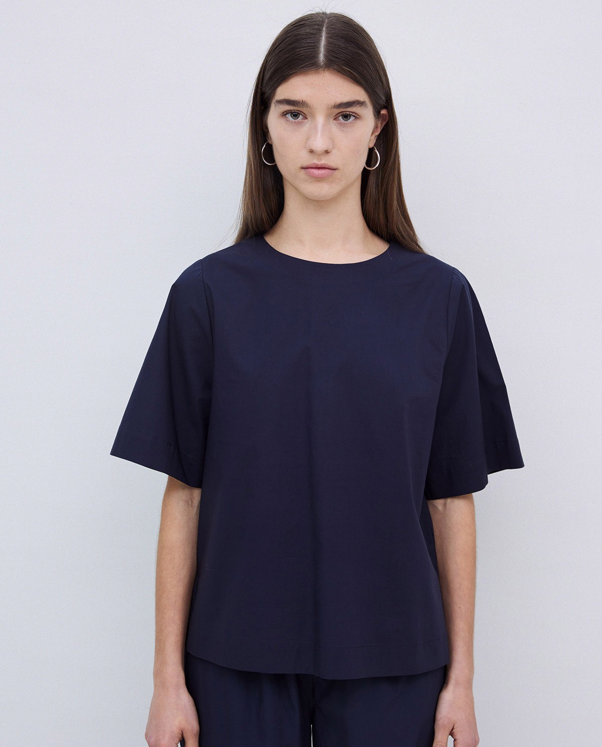 Chemise en popeline bleu foncé