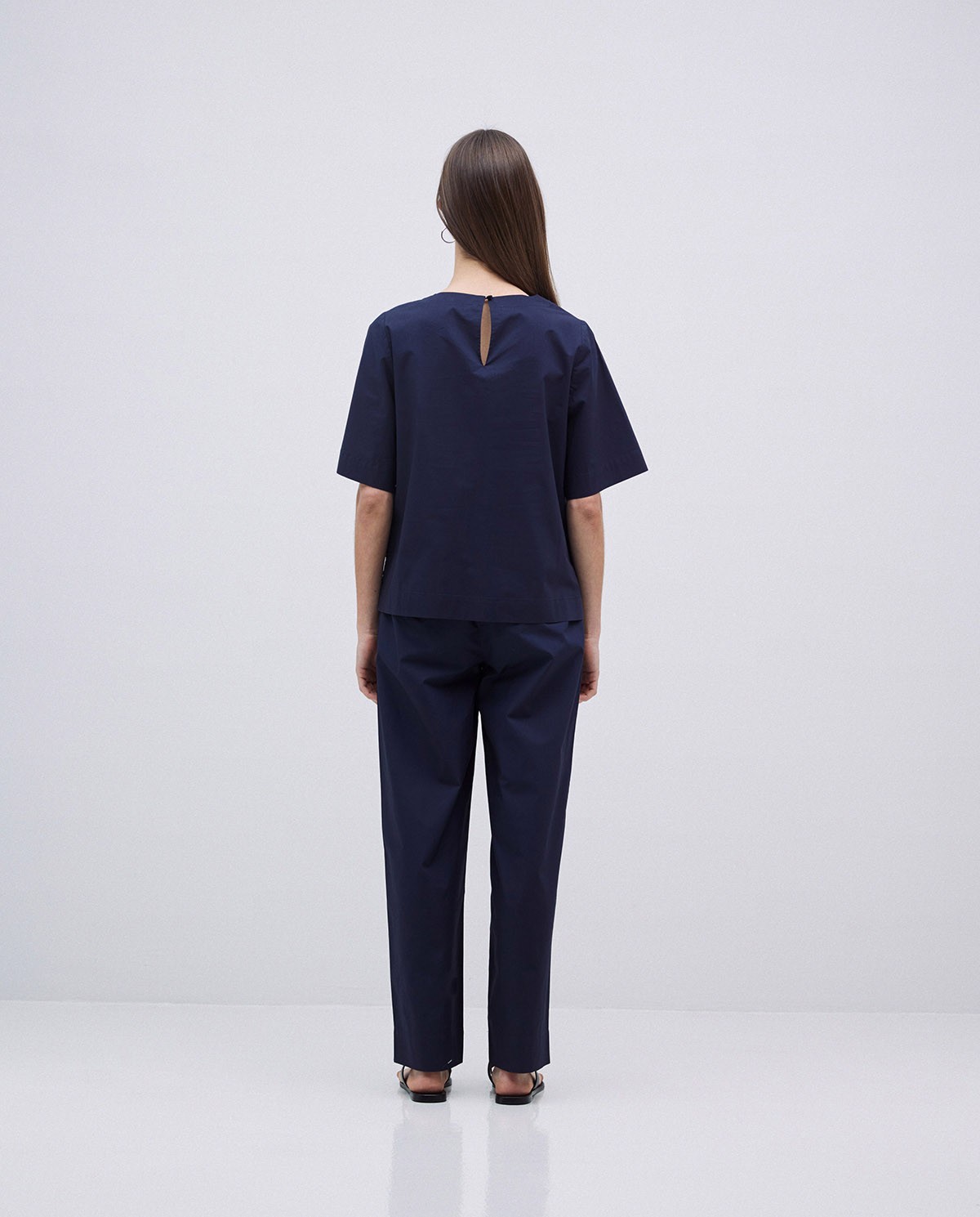 Chemise en popeline bleu foncé 3