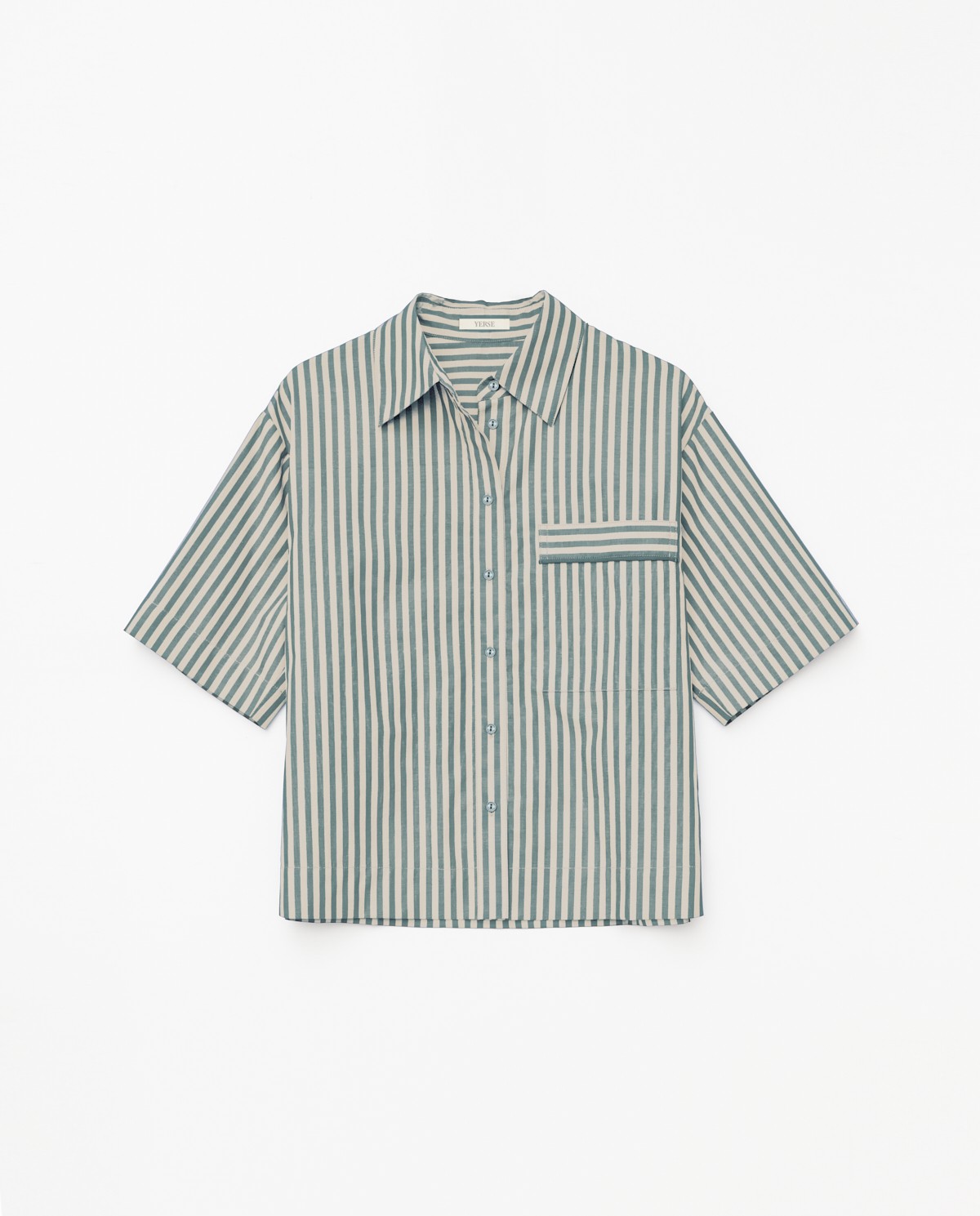 Chemise en popeline à rayures verte 5