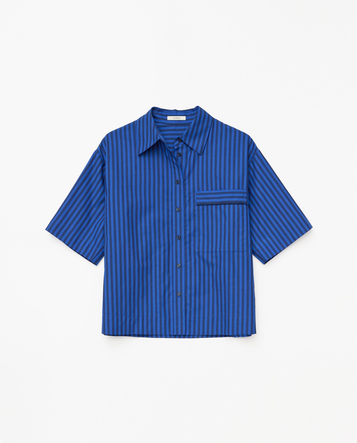Chemise en popeline à rayures bleu foncé 8