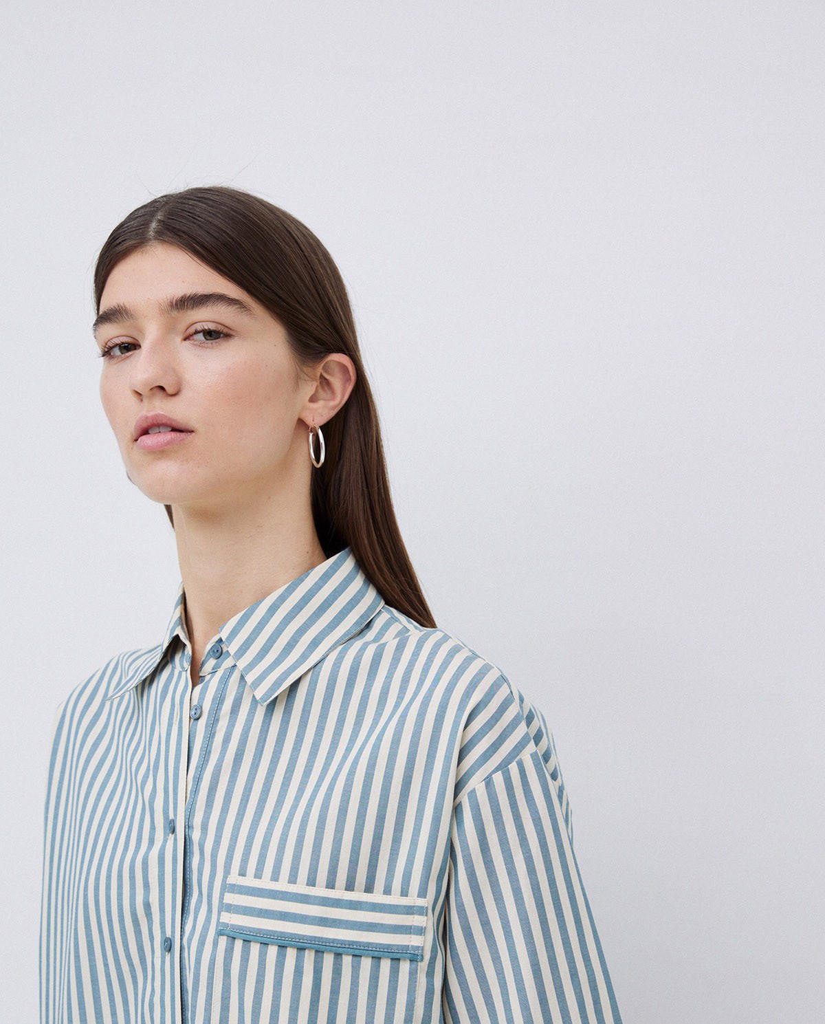 Chemise en popeline à rayures verte 2