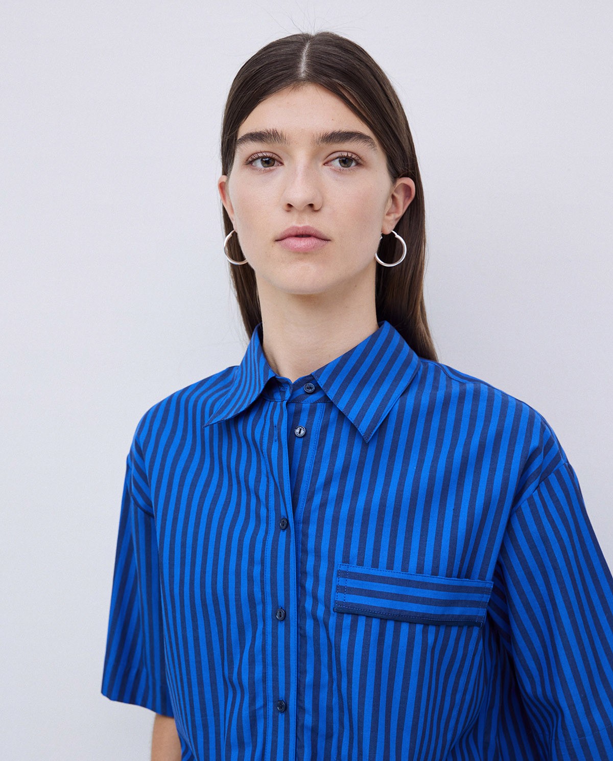 Chemise en popeline à rayures bleu foncé 2