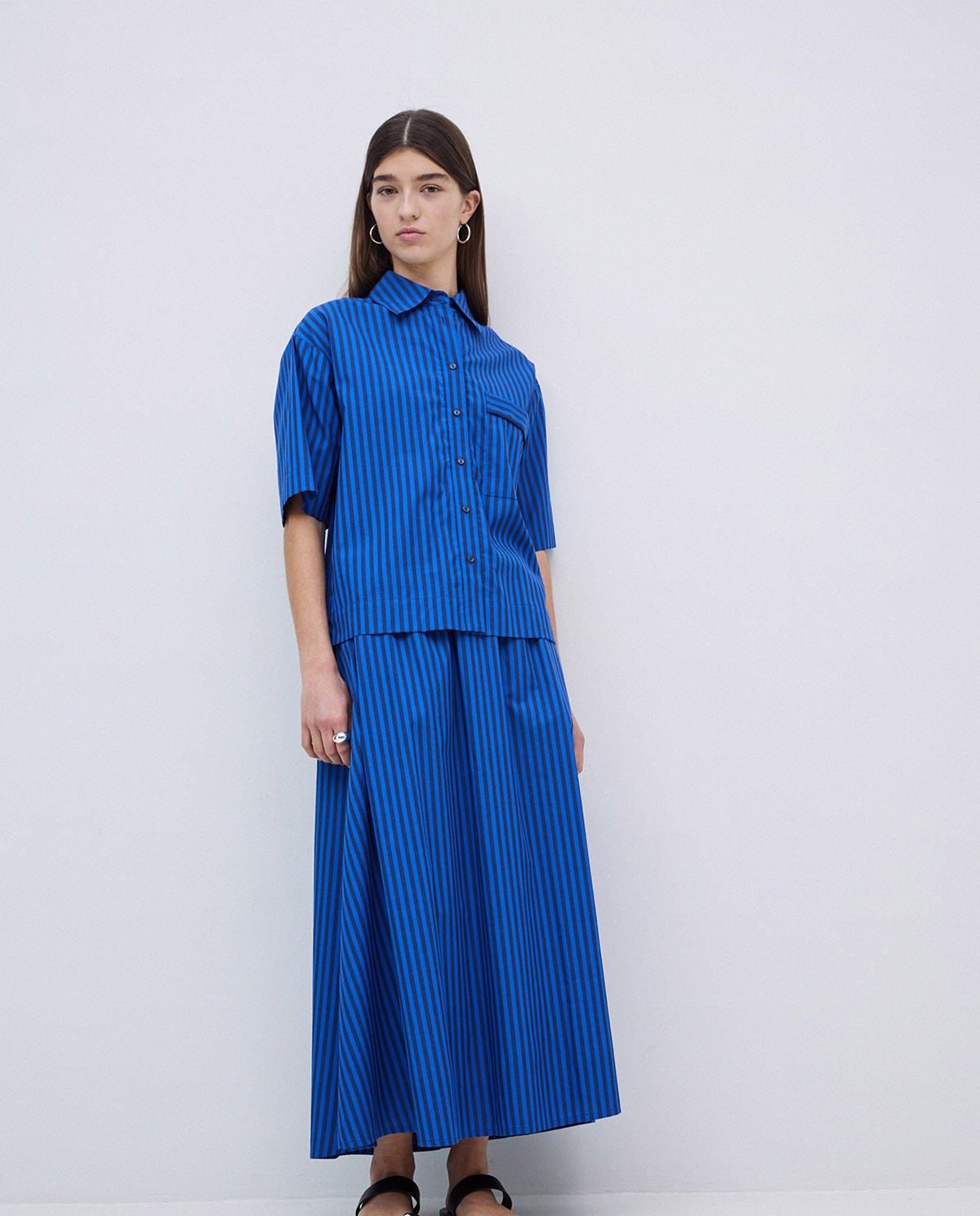Chemise en popeline à rayures bleu foncé 5