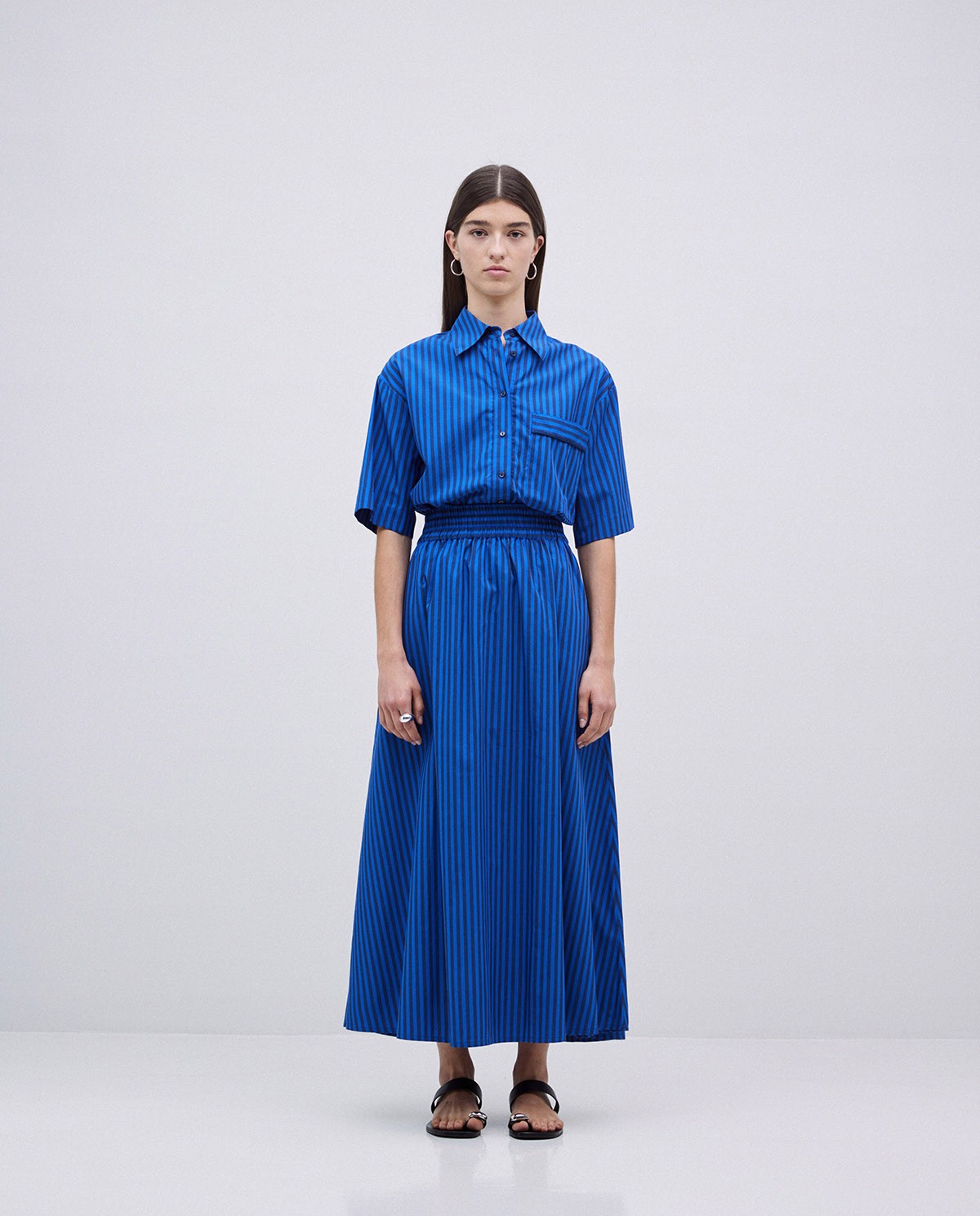 Falda midi rayas azul oscuro 5