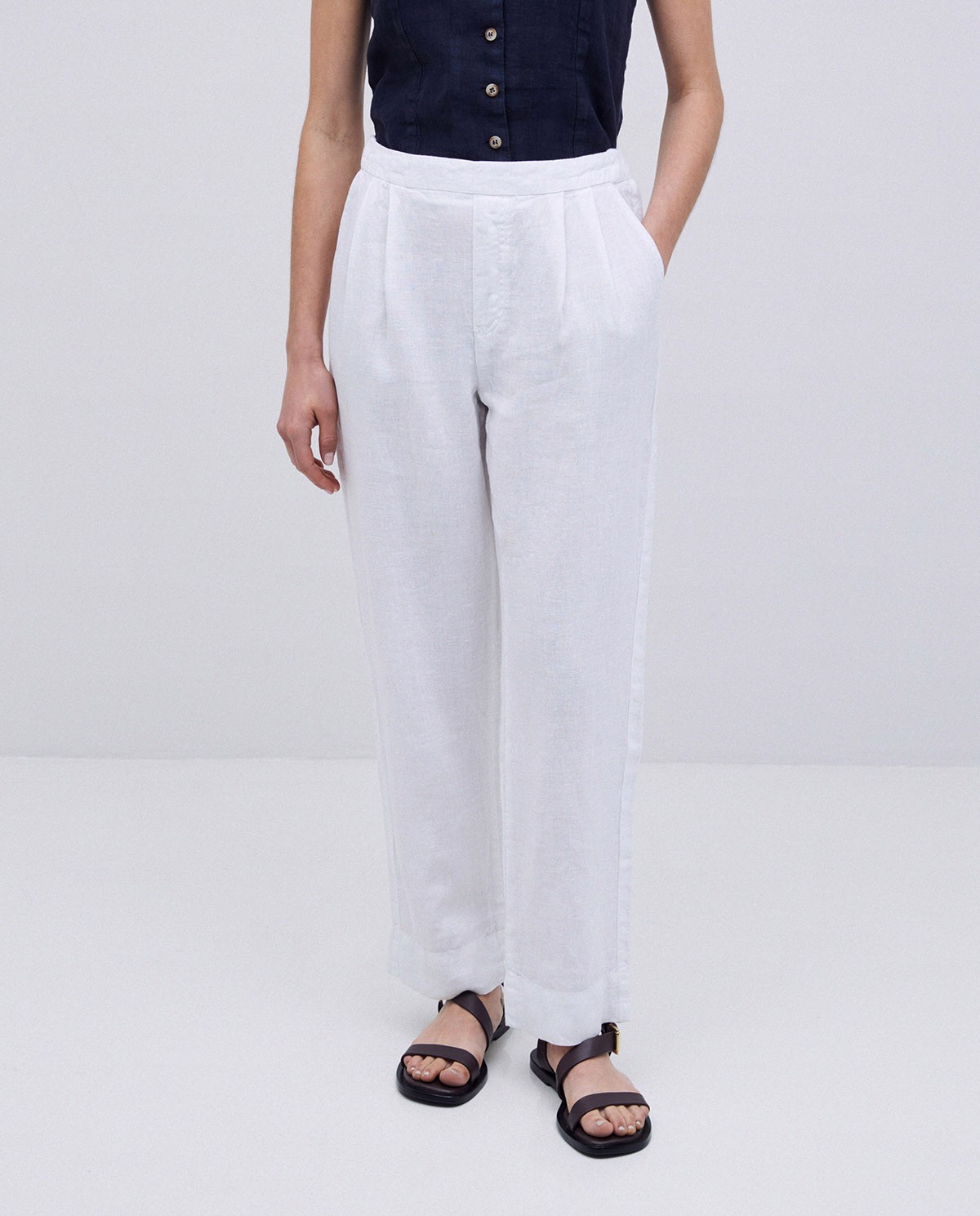 Pantalon 100 % lin blanc 2