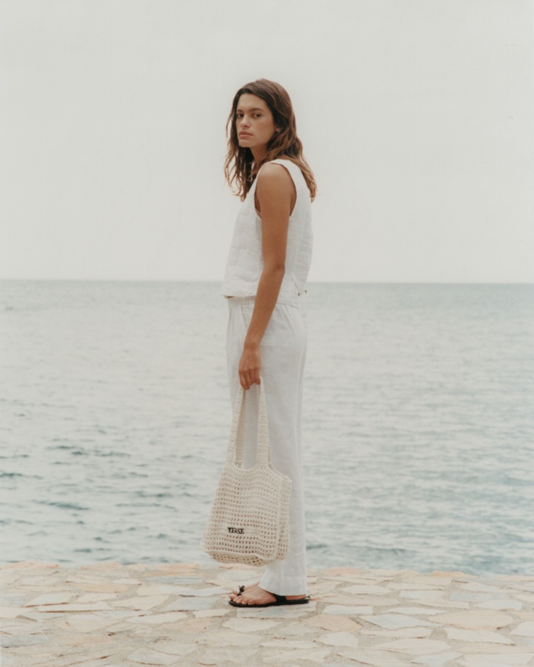 White 100% linen trousers