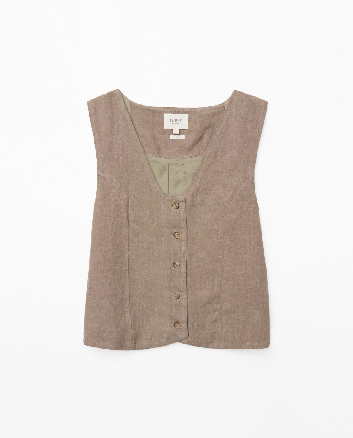 Khaki 100% linen vest 7
