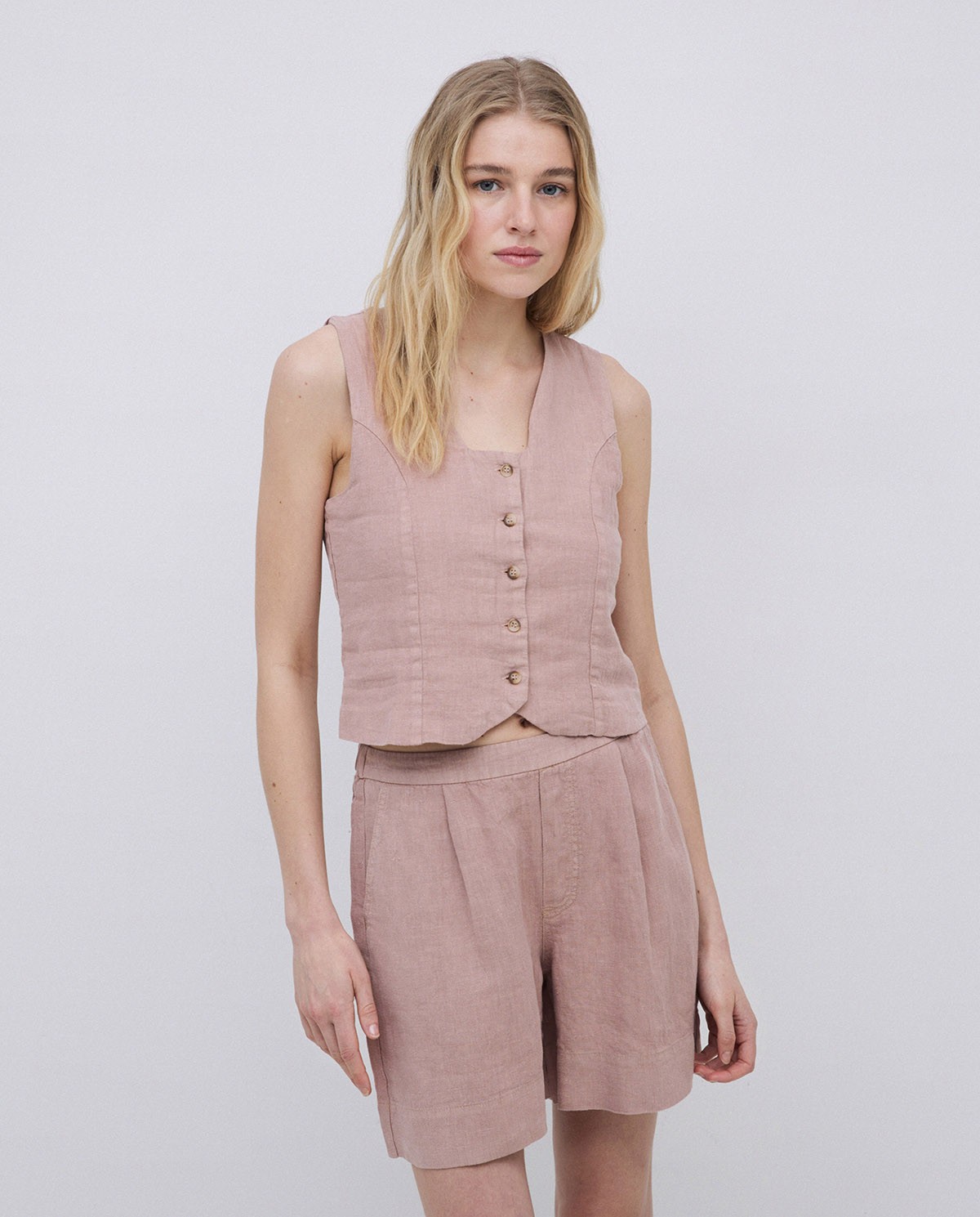 Pink 100% linen vest