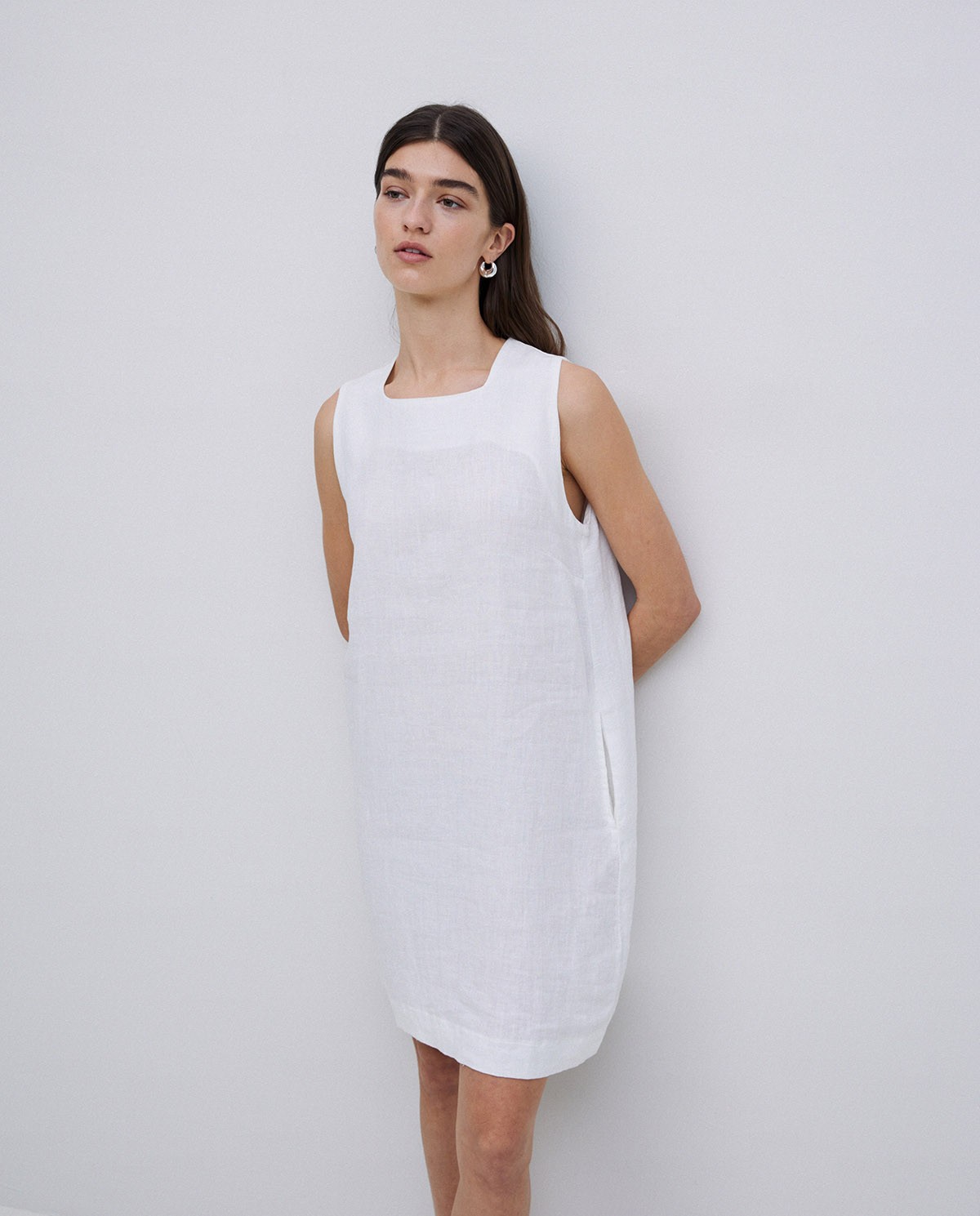 Vestido 100% lino blanco 1