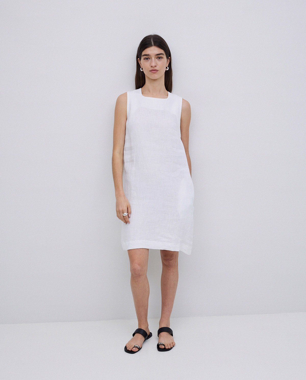 Vestido 100% lino blanco 3
