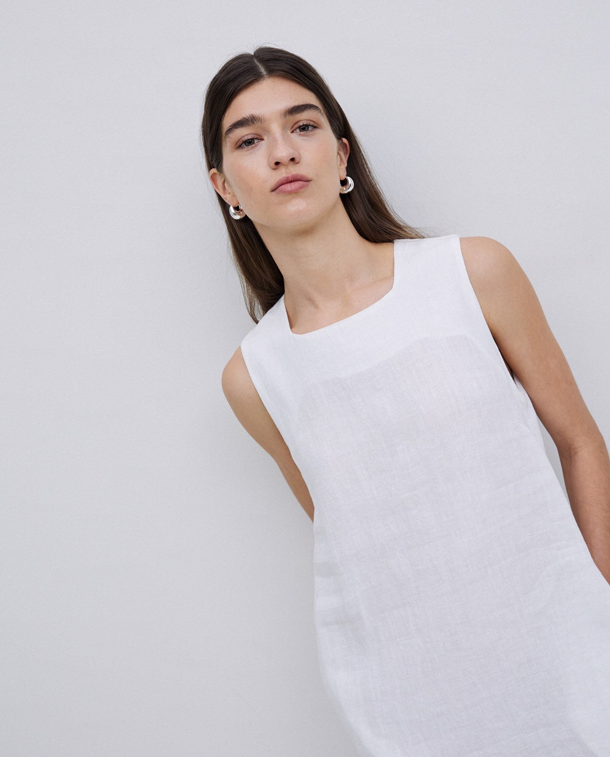 Vestido 100% lino blanco 4
