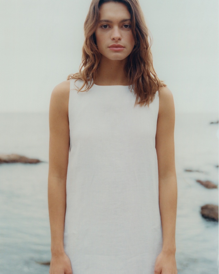 Vestido 100% lino blanco