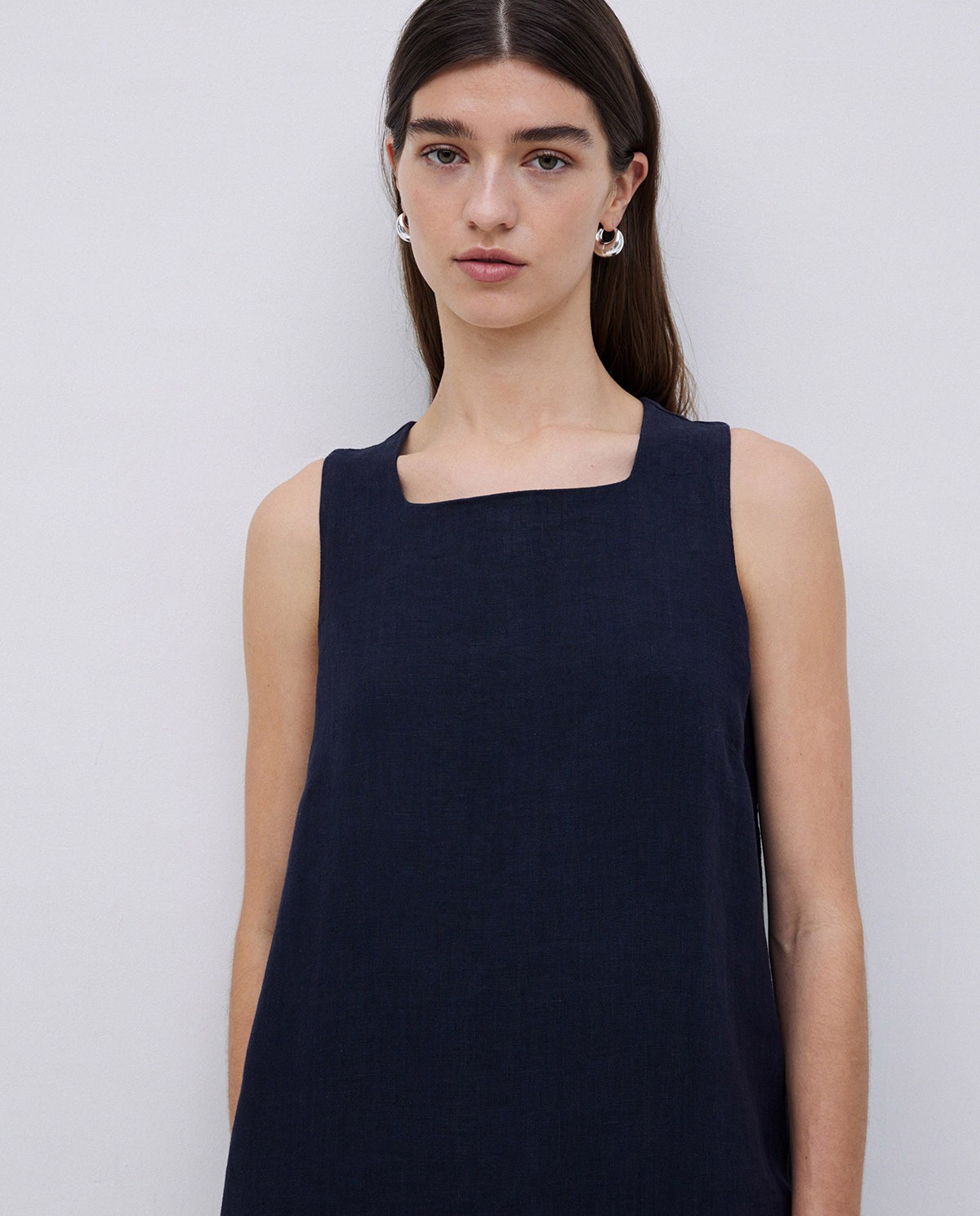 Robe 100 % lin bleu foncé