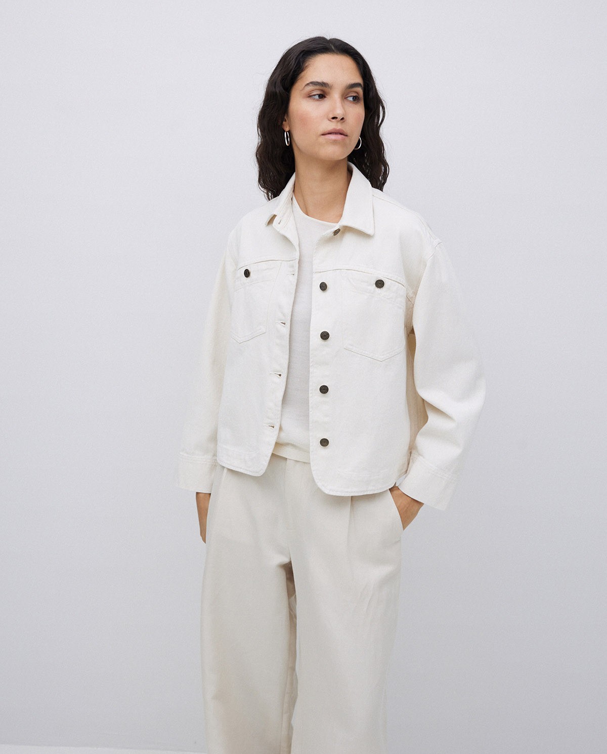 Raw denim jacket with pockets