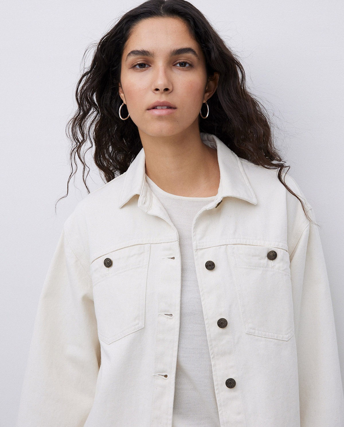 Raw denim jacket with pockets