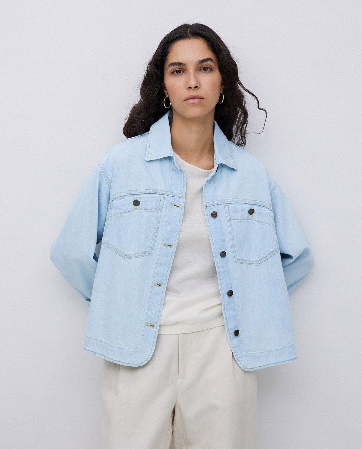 Indigo blue denim jacket with pockets