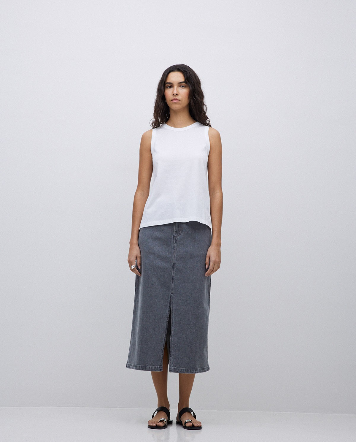 Falda tejana midi gris