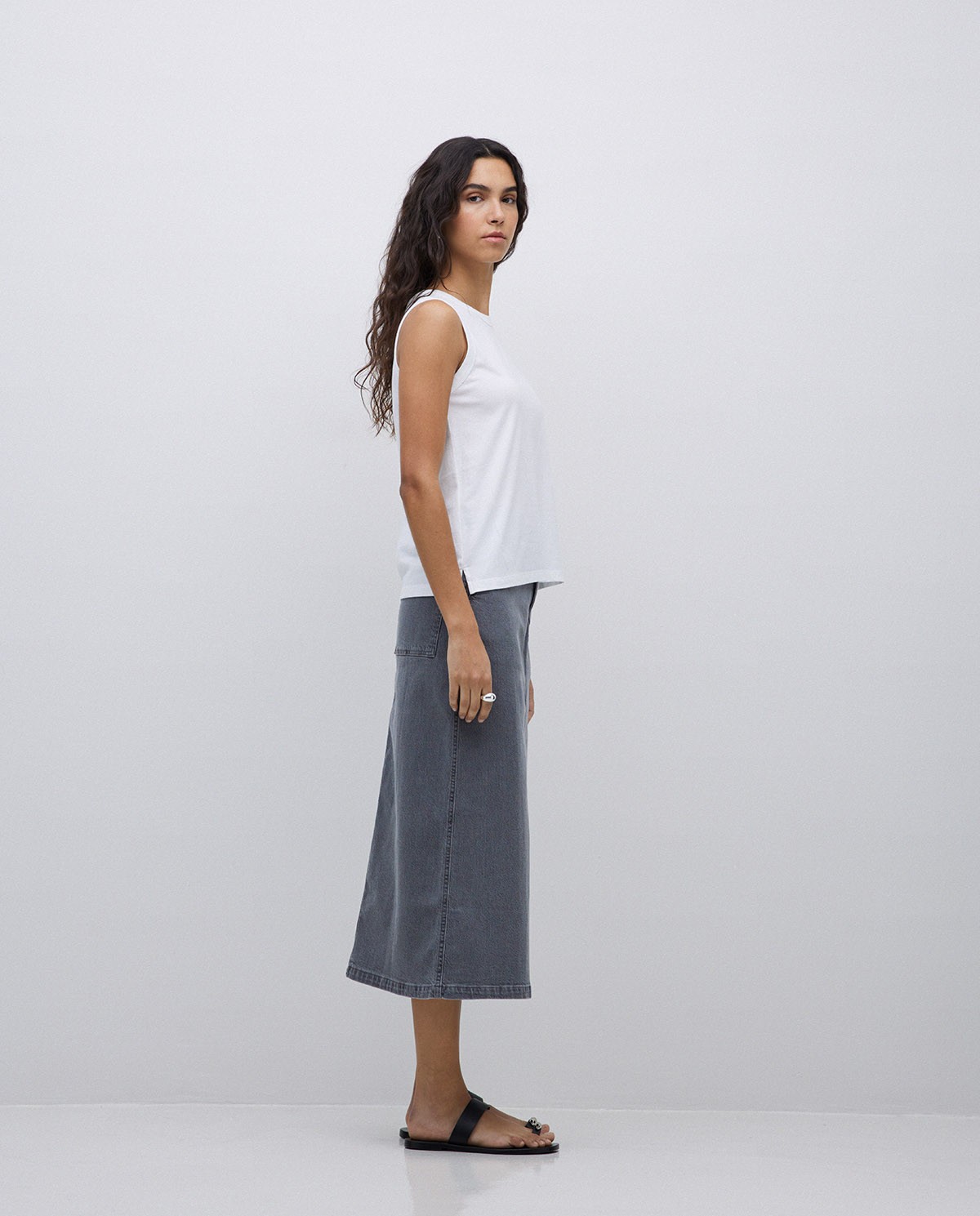 Falda tejana midi gris