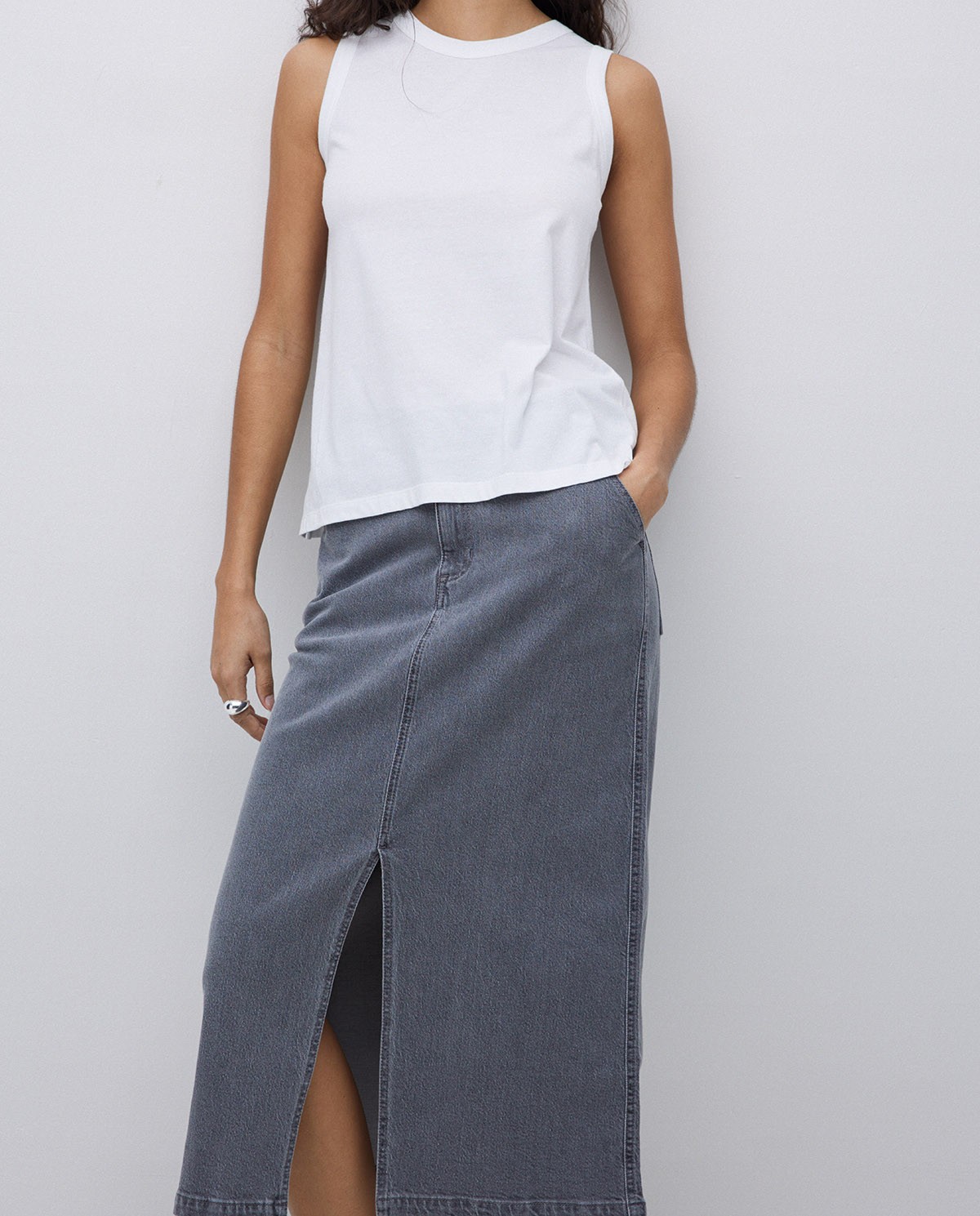 Falda tejana midi gris
